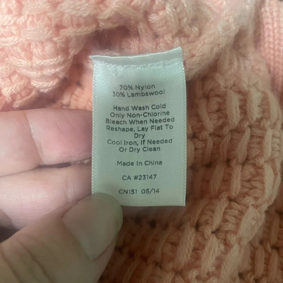 Talbots Lambswool Open Knit Crew Neck Button Detail Sweater Peach Soft Cozy Sm - Picture 4 of 7